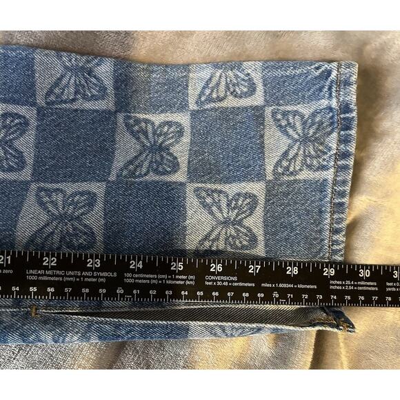 Pacsun Size 25 Low Rise Butterfly Checkered Jeans. Button-Straight Leg Open - Picture 12 of 12